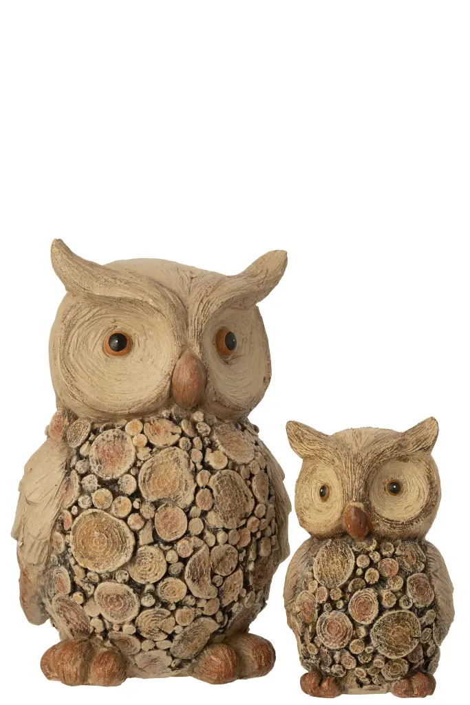 Hibou Imitation Bois L J-Line 59767-2.webp