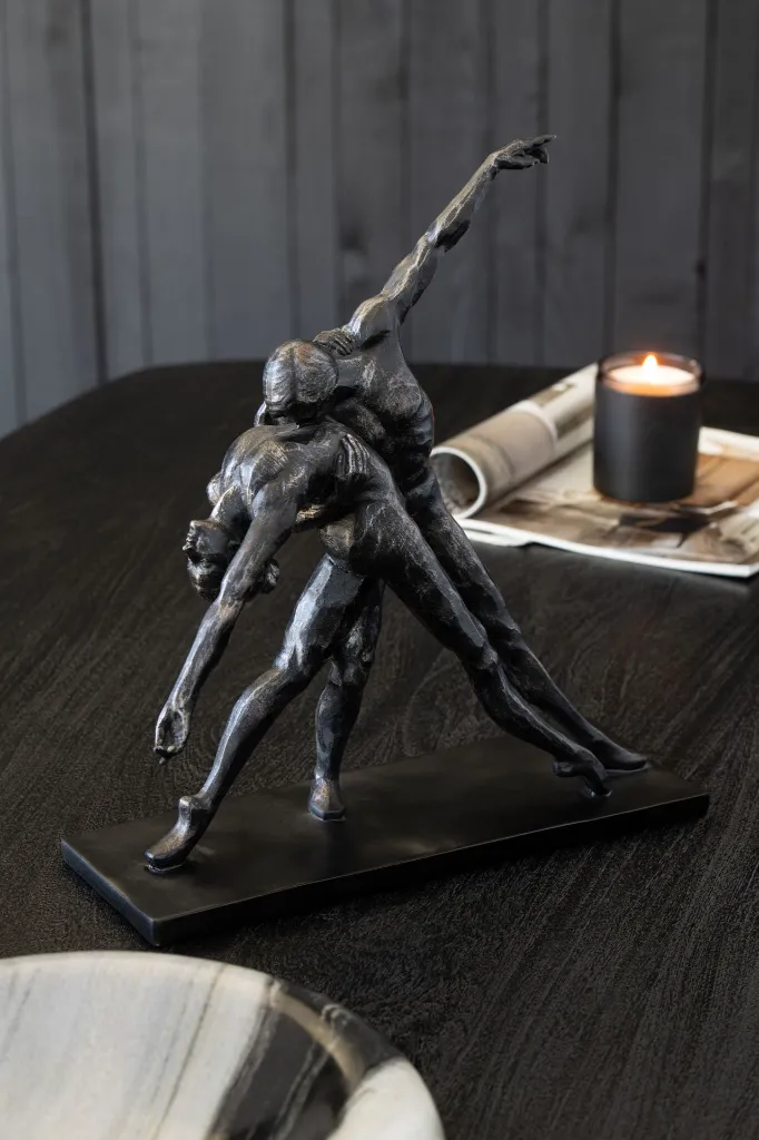 Couple Sur Base Danse Poudre De Chaux Noir J-Line 55536-A.webp