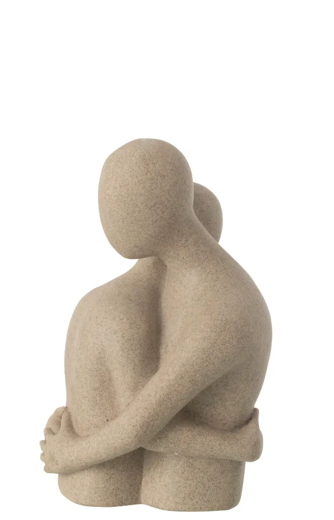Buste Couple Calin Resine Beige J-Line 50126-4.webp