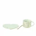 Tasse + Sous-Tasse + Cuillere Coeur Ceramique Blanc or J-Line 49105-3.webp