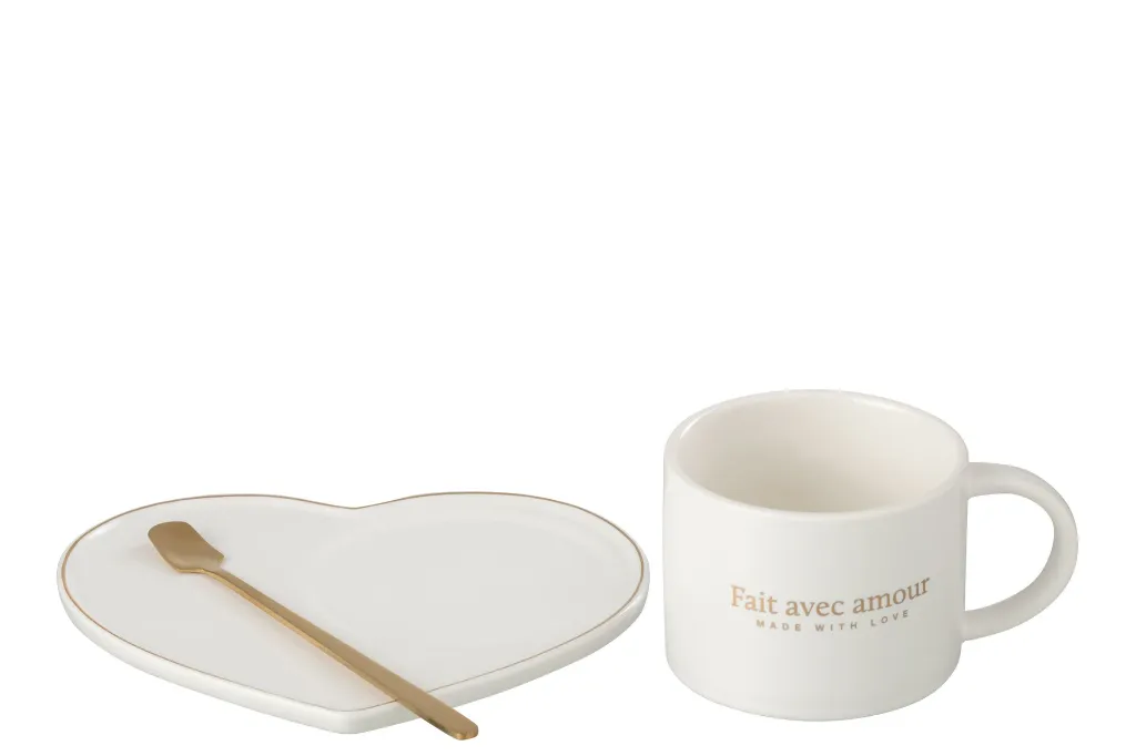 Tasse + Soucoupe + Cuillere Coeur J-Line 27900-2.webp