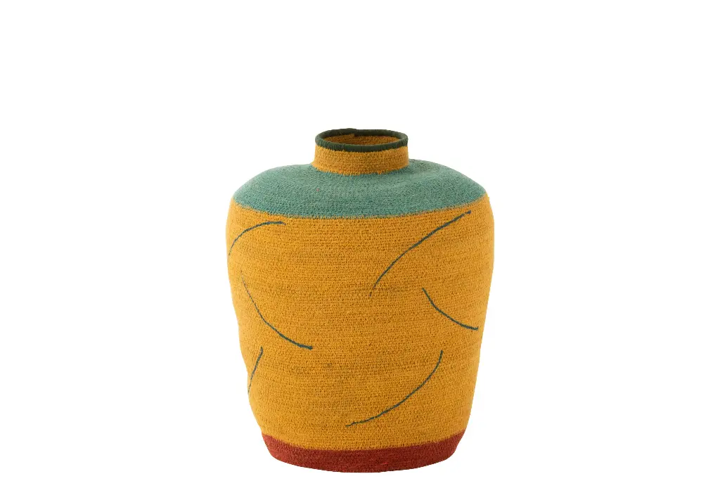 Vase Large Lignes Jonc De Mer Jaune/Bleu J-Line