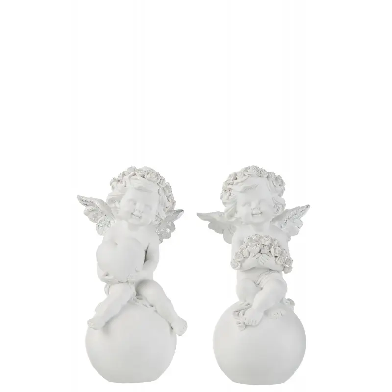Ange Sur Boule Resine Blanc/Argent (L) J-Line