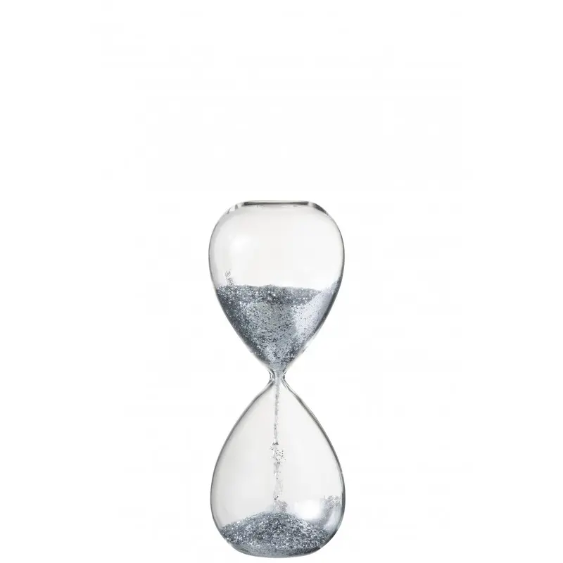 Sablier perles de verre argent Medium J-Line