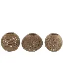 Photophore noix de coco à lignes marron J-Line