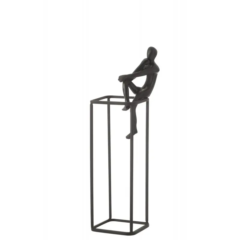 Figurine pensive sur cube L 