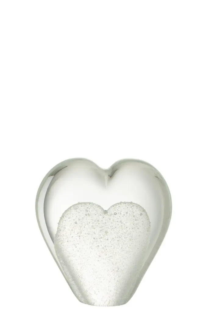 Presse-Papier Coeur En Verre Blanc (S) J-Line
