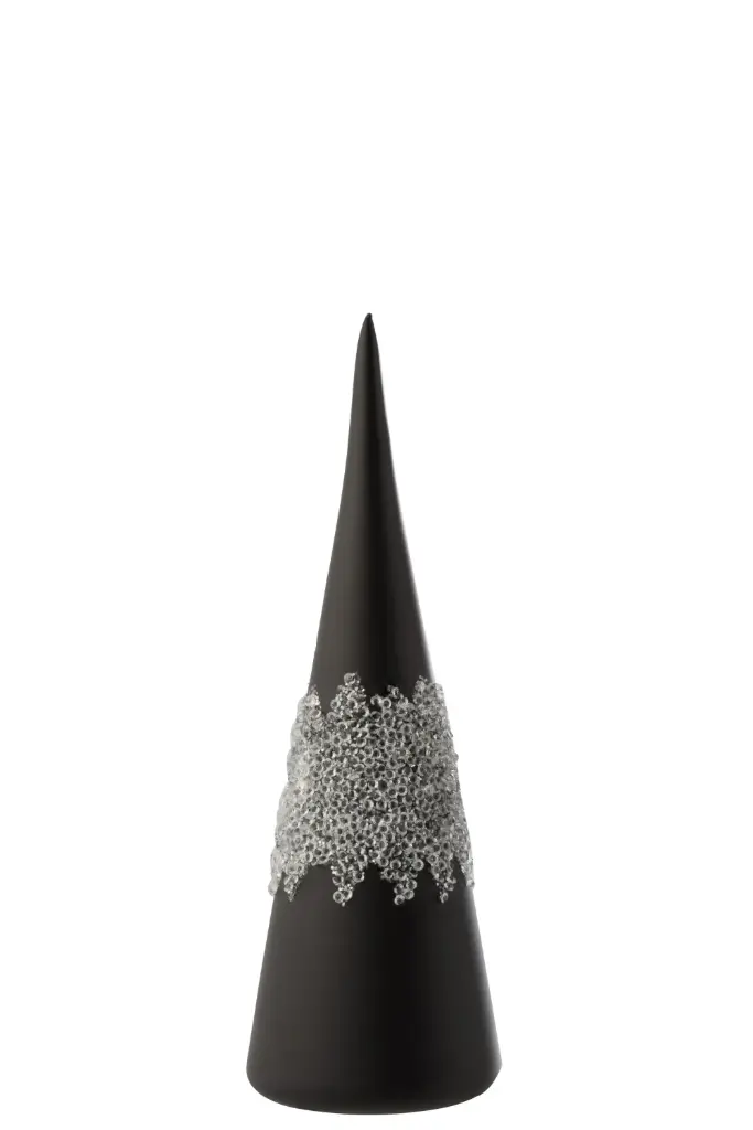 Cone Glace Diamant Lignes Verre Mat Noir Small (6514) J-Line