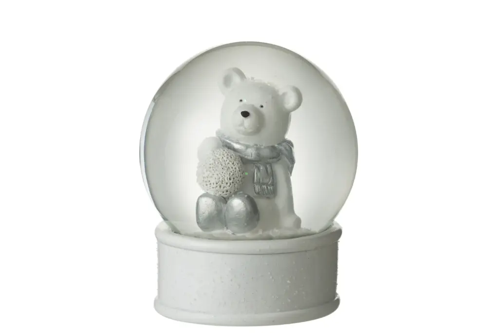 Boule A Neige Ours Polaire Resine Blanc/Argent (16596) J-Line