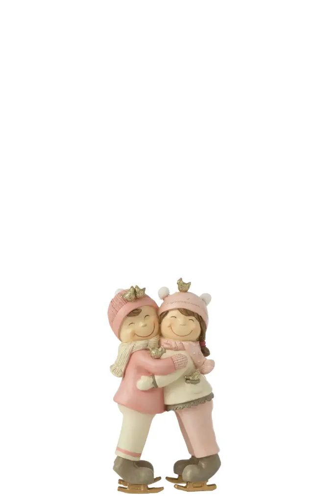 Couple Calin Oiseaux Resin Rose/Or (35325) J-Line