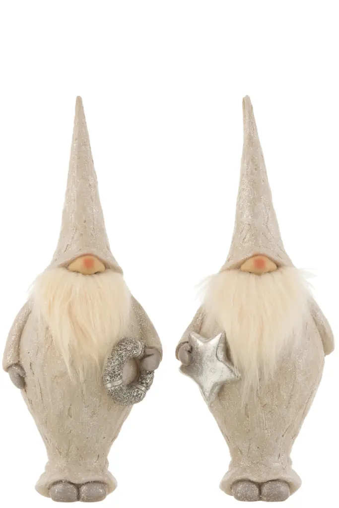 Pere Noel Debout Resine Beige Large Assortiment De 2 (16960) J-Line