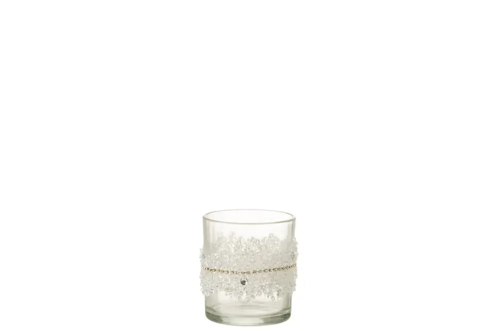 Photophore Glace Diamant Lignes Verre Transparent Small (6503) J-line