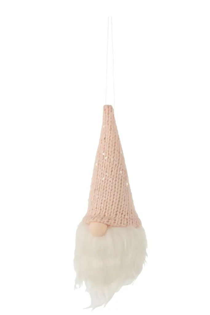 Pere Noel Suspendu Led Textile Blanc/Rose (16614) J-line