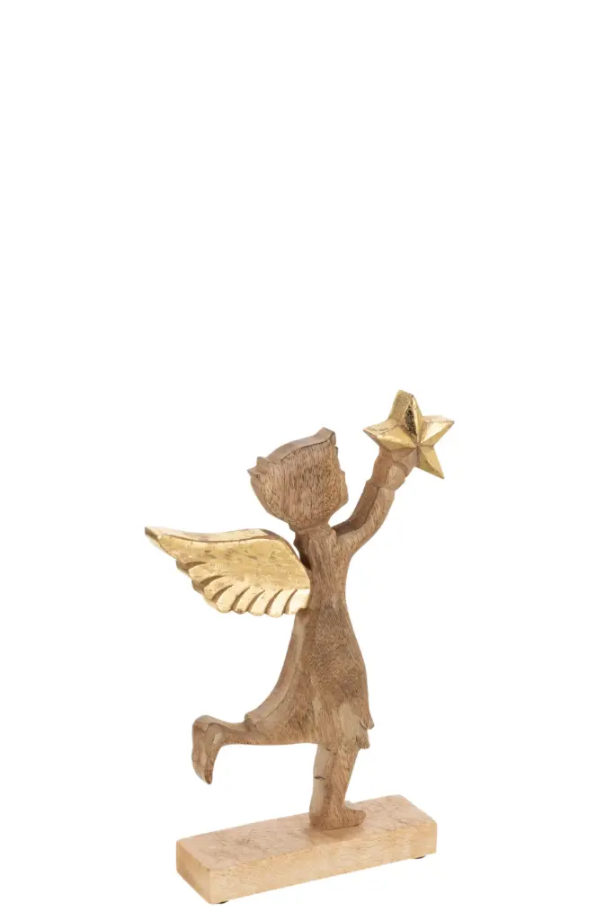 Ange + Etoile Bois De Manguier Aluminium Naturel/Or Large (15863) J-line