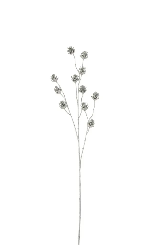 Branche Pomme De Pin Paillettes Plastique Argent (6881) J-line