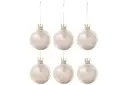 Boite De 6 Boule De Noel Couronne Plume Rose Verre Transparent Small (17457) J-Line
