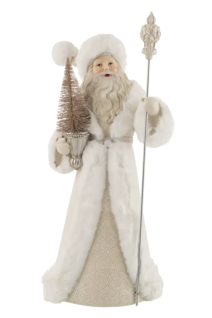 Pere Noel Decoratif Resine Blanc/Champagne (16179) J-Line
