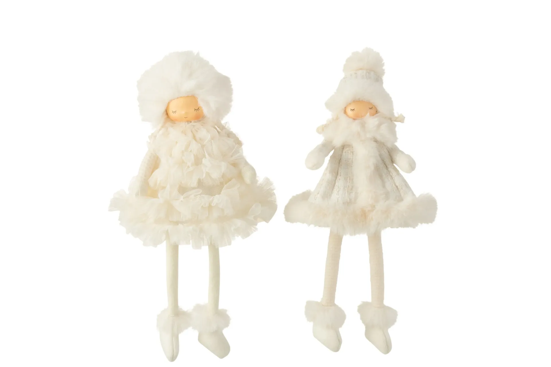 Fille Assis Fourrure Textile Blanc Assortiment De 2 (35571) J-line