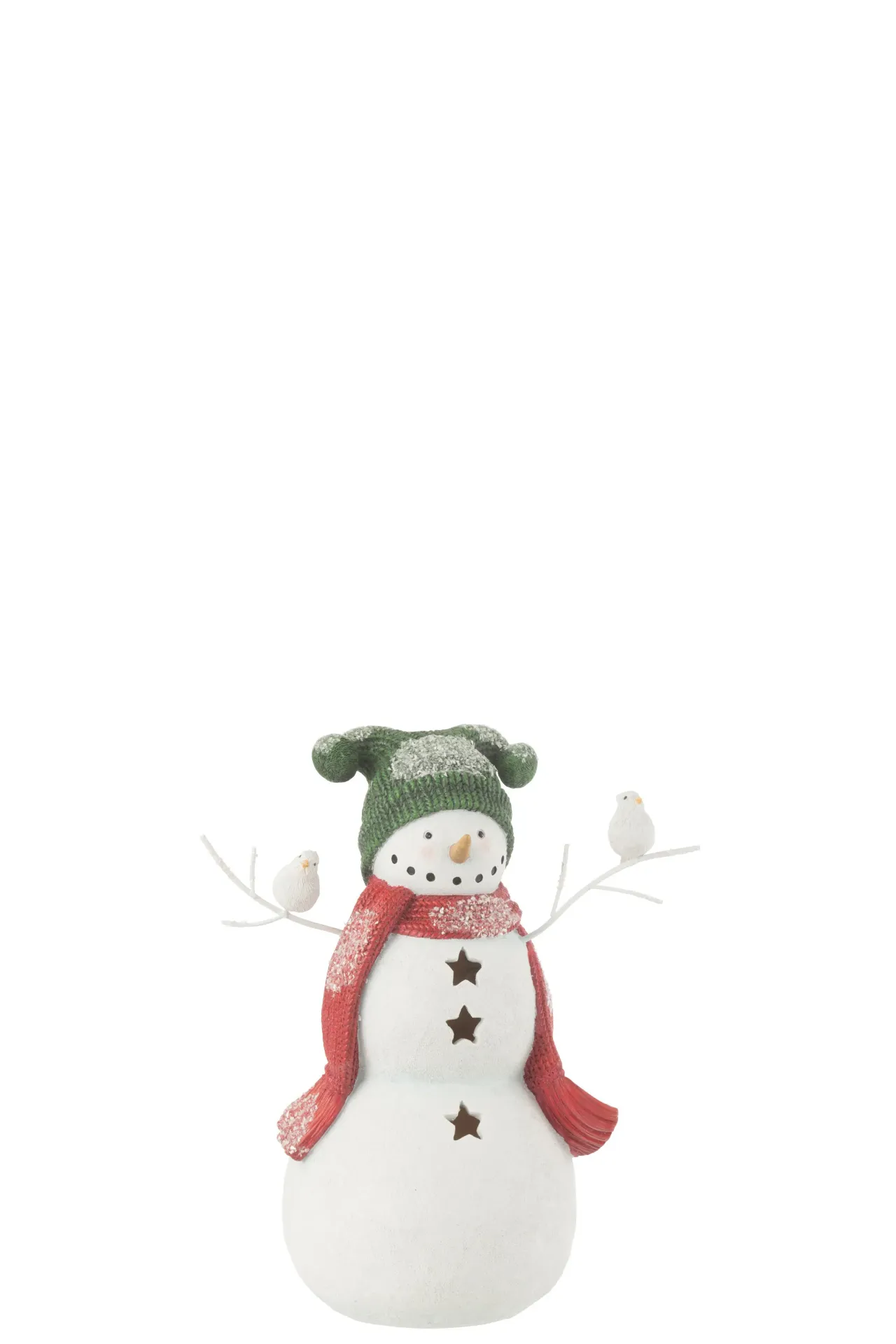 Bonhomme De Neige Oiseaux Resine Rouge/Vert Small (49821) J-line
