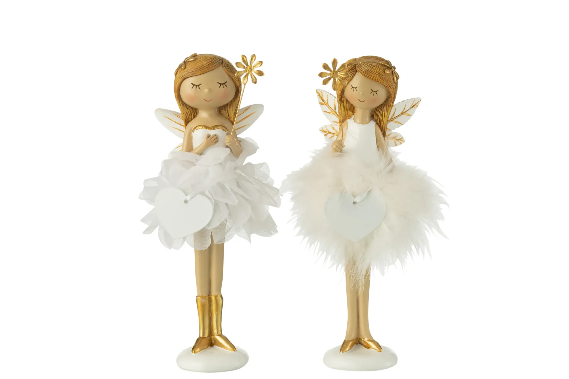 Fee Fleur+Coeur Resin Blanc/Or Large Assortiment De 2 (45573) J-line