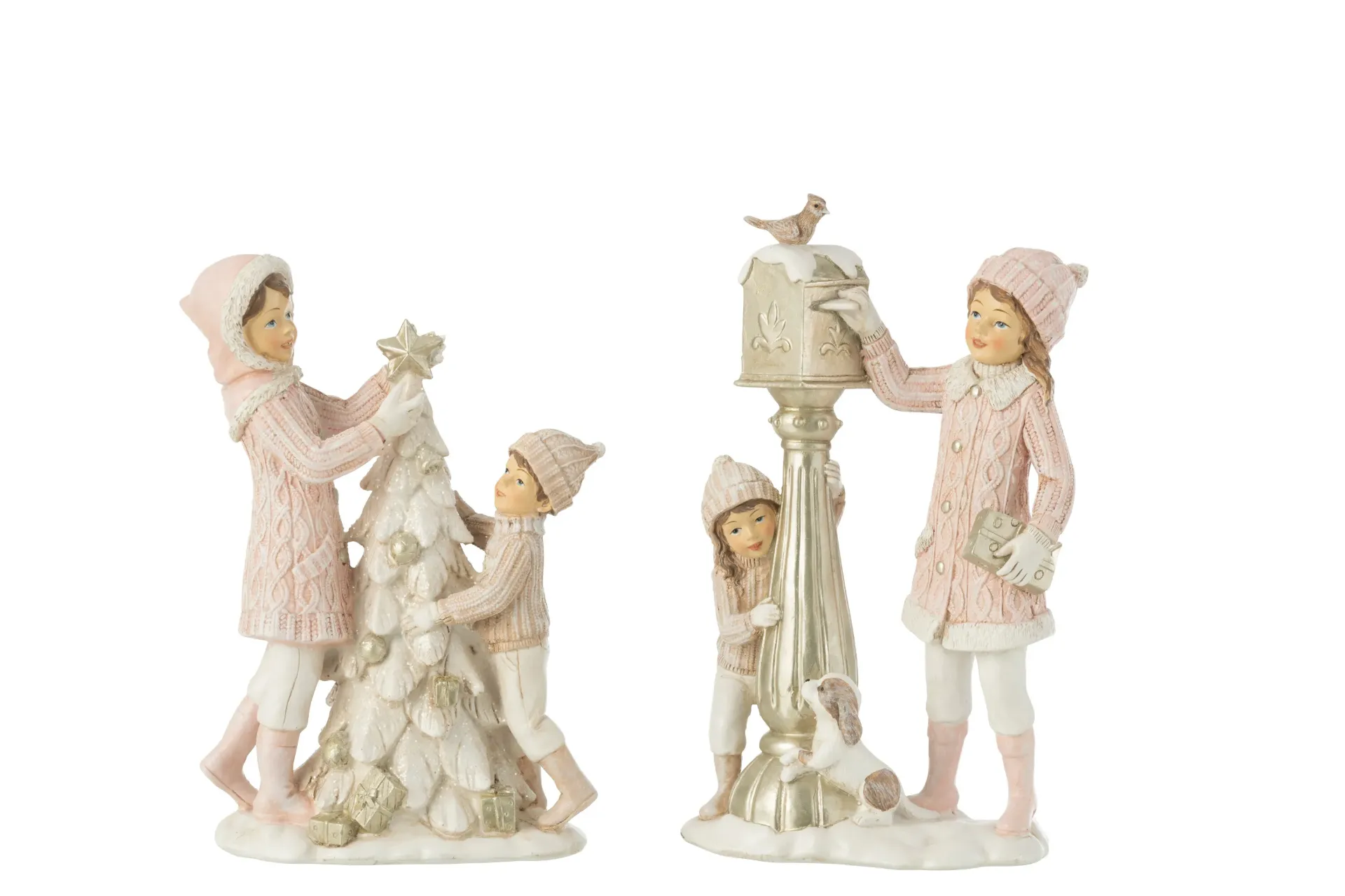 Filles Et Enfants Sapin De Noël Lanterne Blanc/Rose Assortiment De 2 (26920) J-line