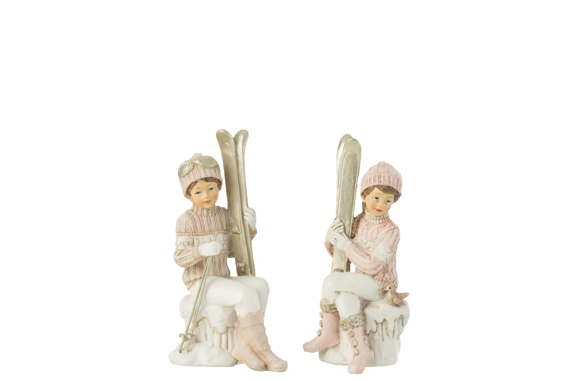 Fille Et Garçon Ski Assis Blanc/Rose Assortiment De 2 (26918) J-line
