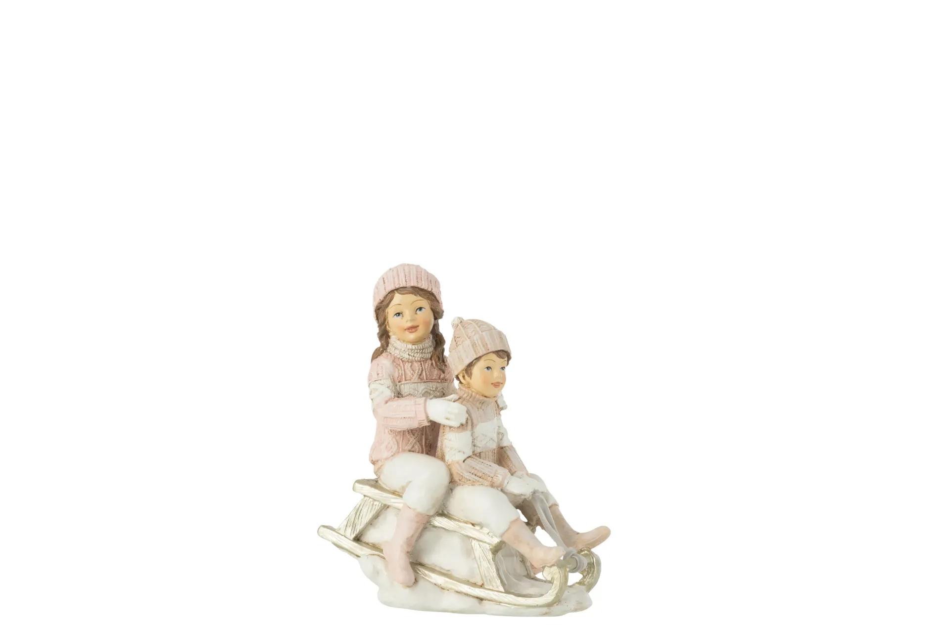 Fille Et Garçon Sur Traîneau Blanc/Rose (26916) J-line