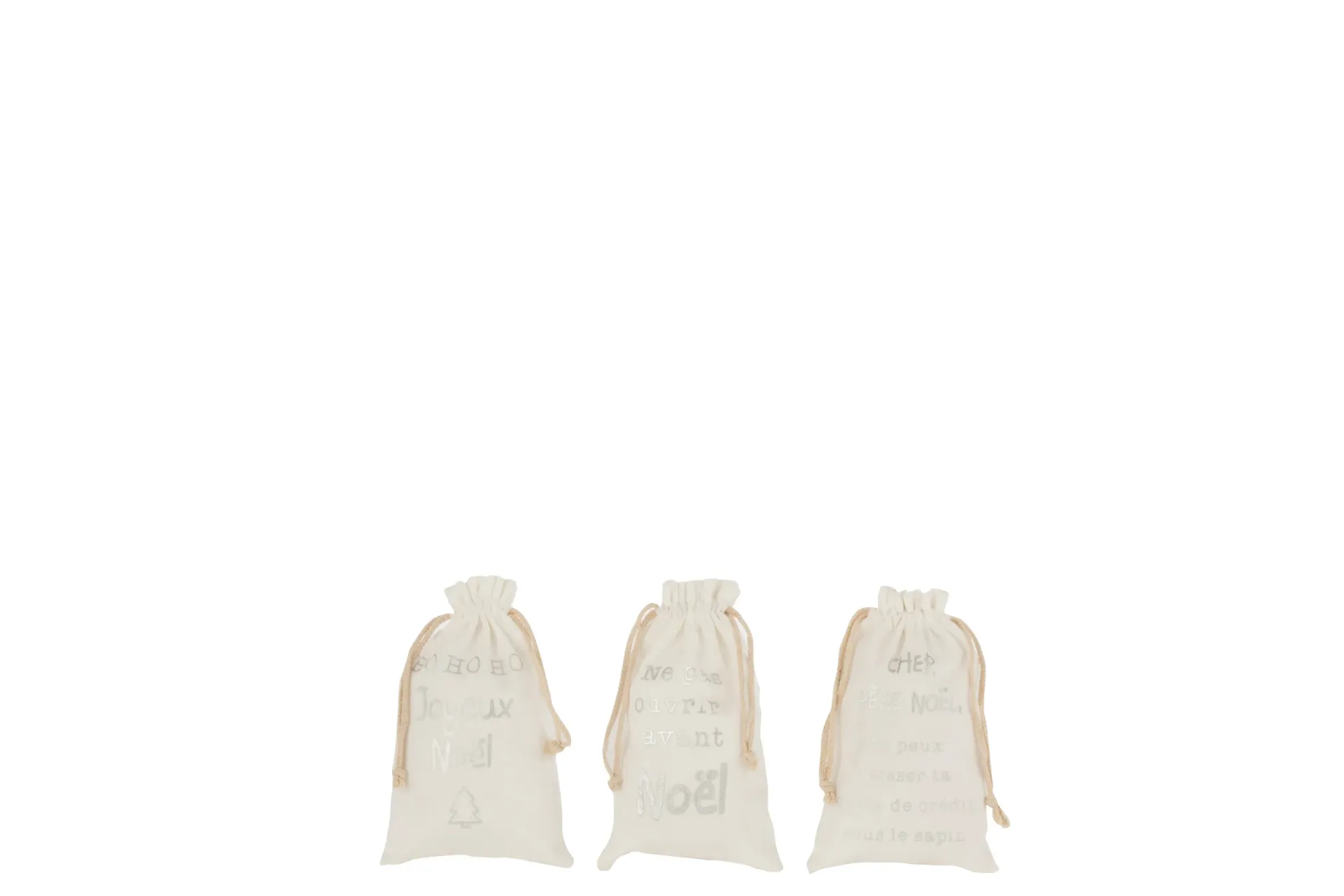 Sac Noel Francais Velours Blanc Small Assortiment De 3 (8224) J-line