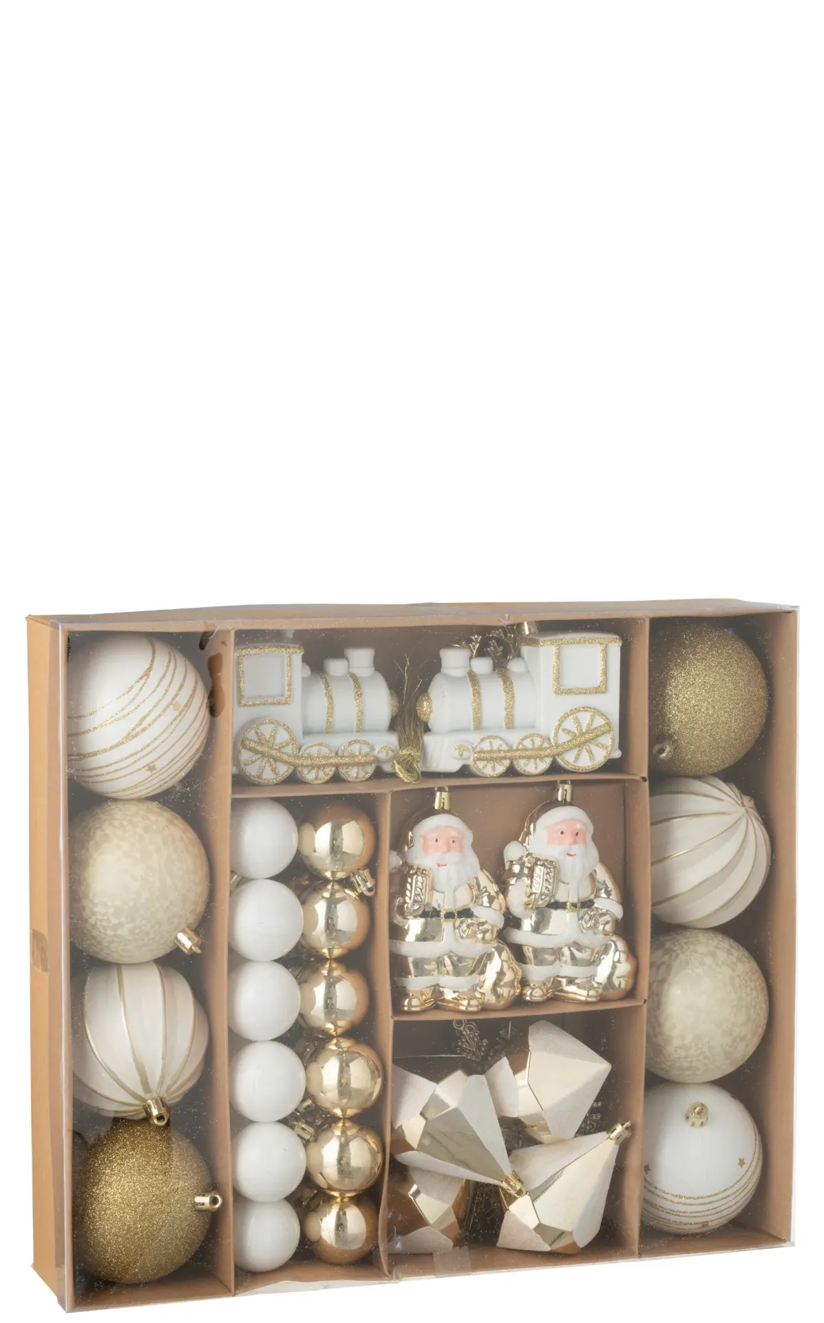 Boite De 55 Boule De Noël Plastique Doré/Blanc (59912) J-line