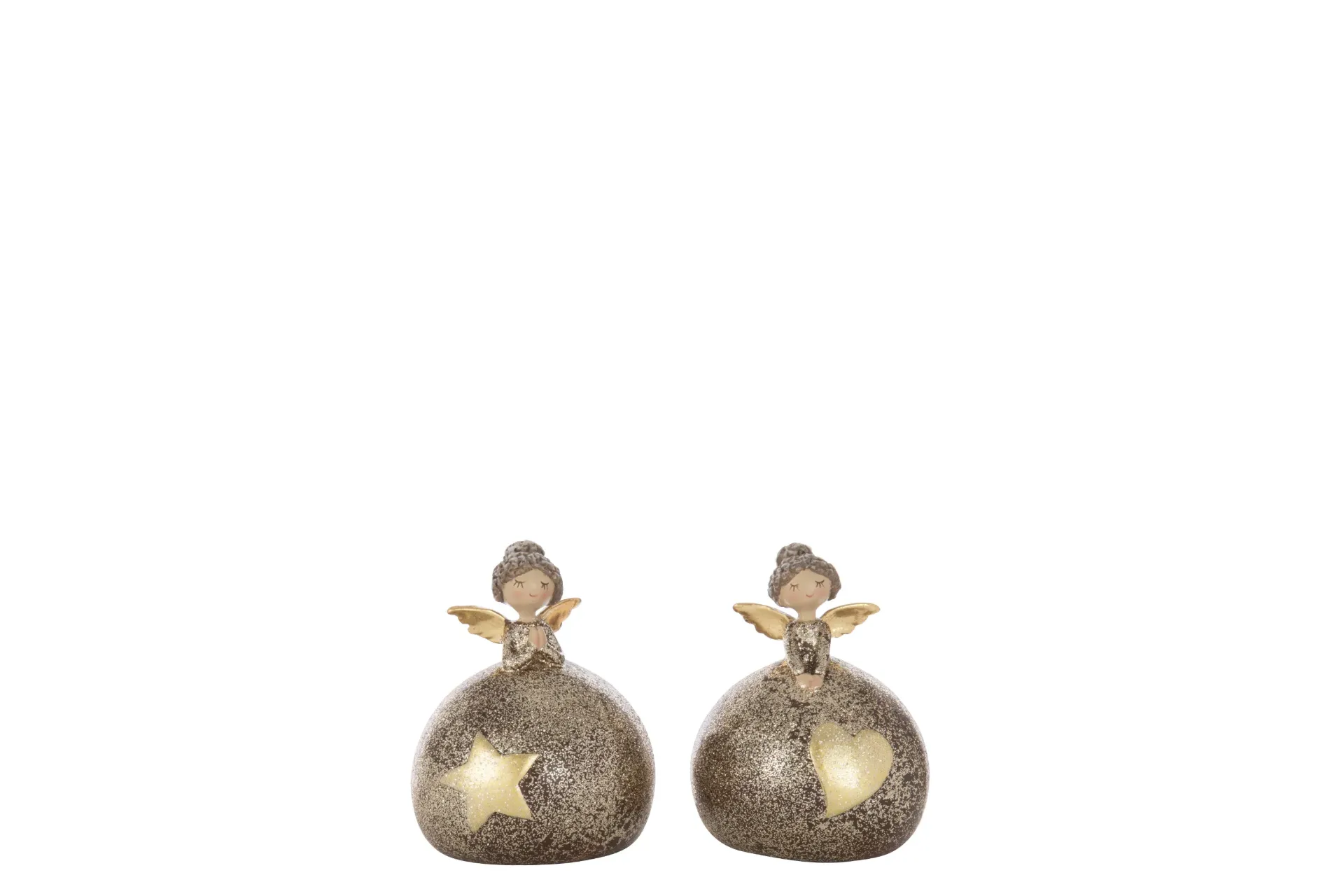 Ange Cœur + Etoile Balle Polyrésine Multicolore Small Assortiment De 2 (59619) J-line