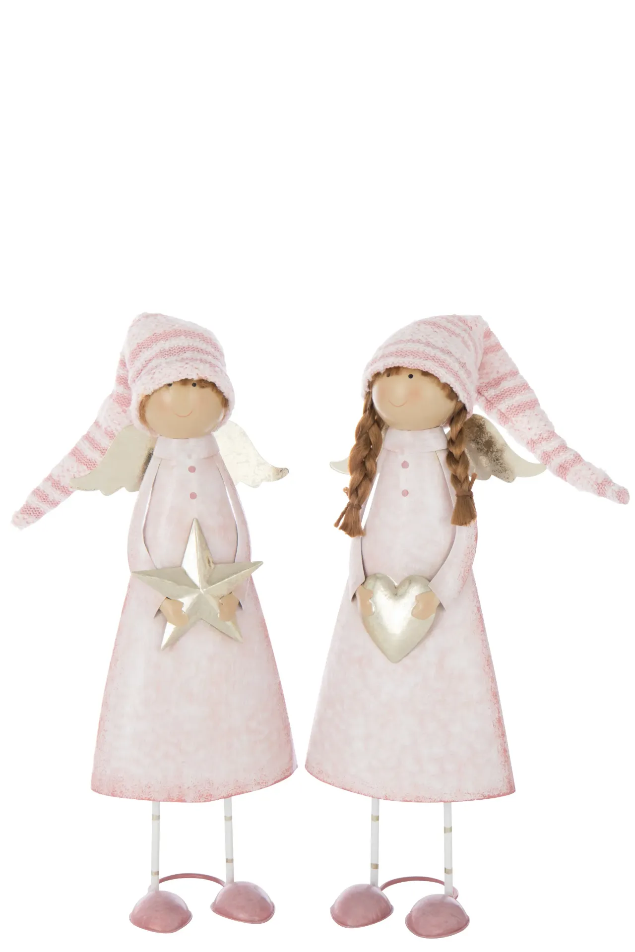 Ange Cœur + Etoile Métal Rose Clair/Doré Large Assortiment De 2 (59530) J-line