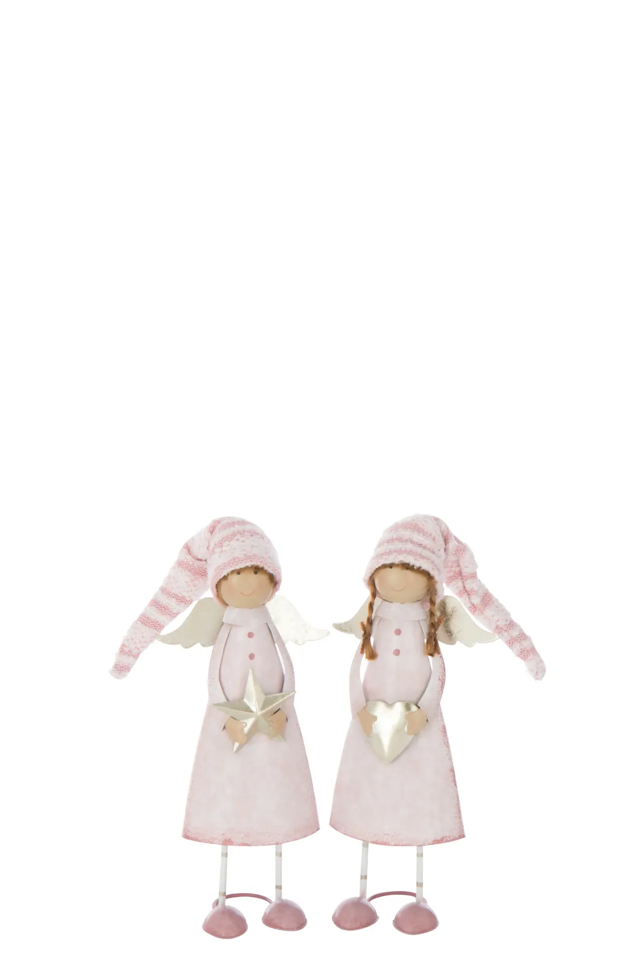 Ange Cœur + Etoile Métal Rose Clair/Doré Medium Assortiment De 2 (59529) J-line