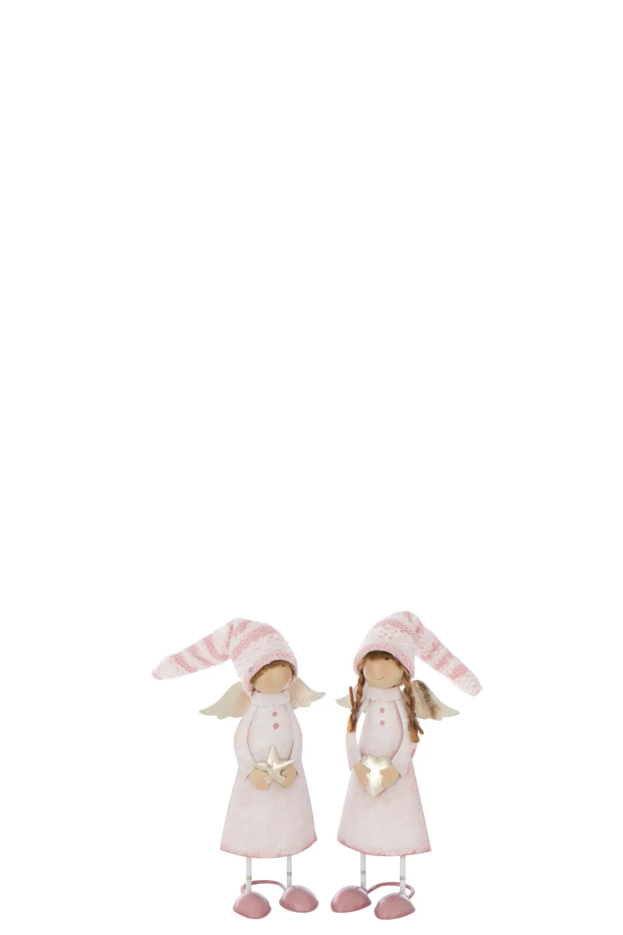 Ange Cœur + Etoile Métal Rose Clair/Doré Small Assortiment De 2 (59528) J-line