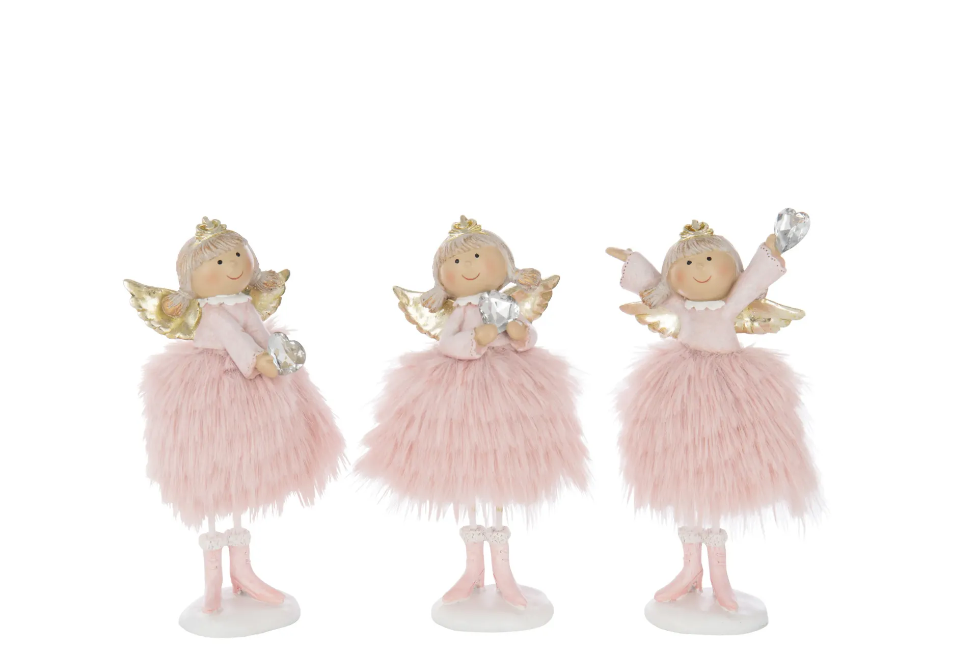 Ange Coeur Diamant Polyrésine Rose Clair Large Assortiment De 3 (59527) J-line