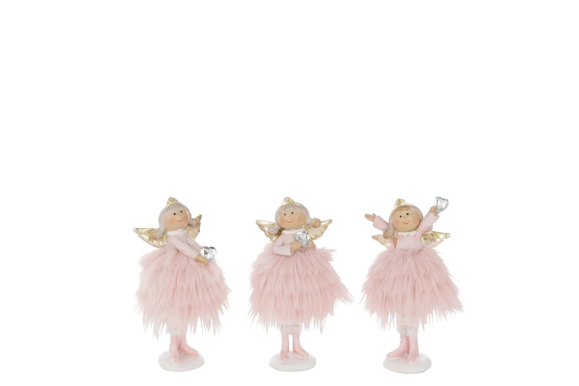 Ange Coeur Diamant Polyrésine Rose Clair Small Assortiment De 3 (59526) J-line