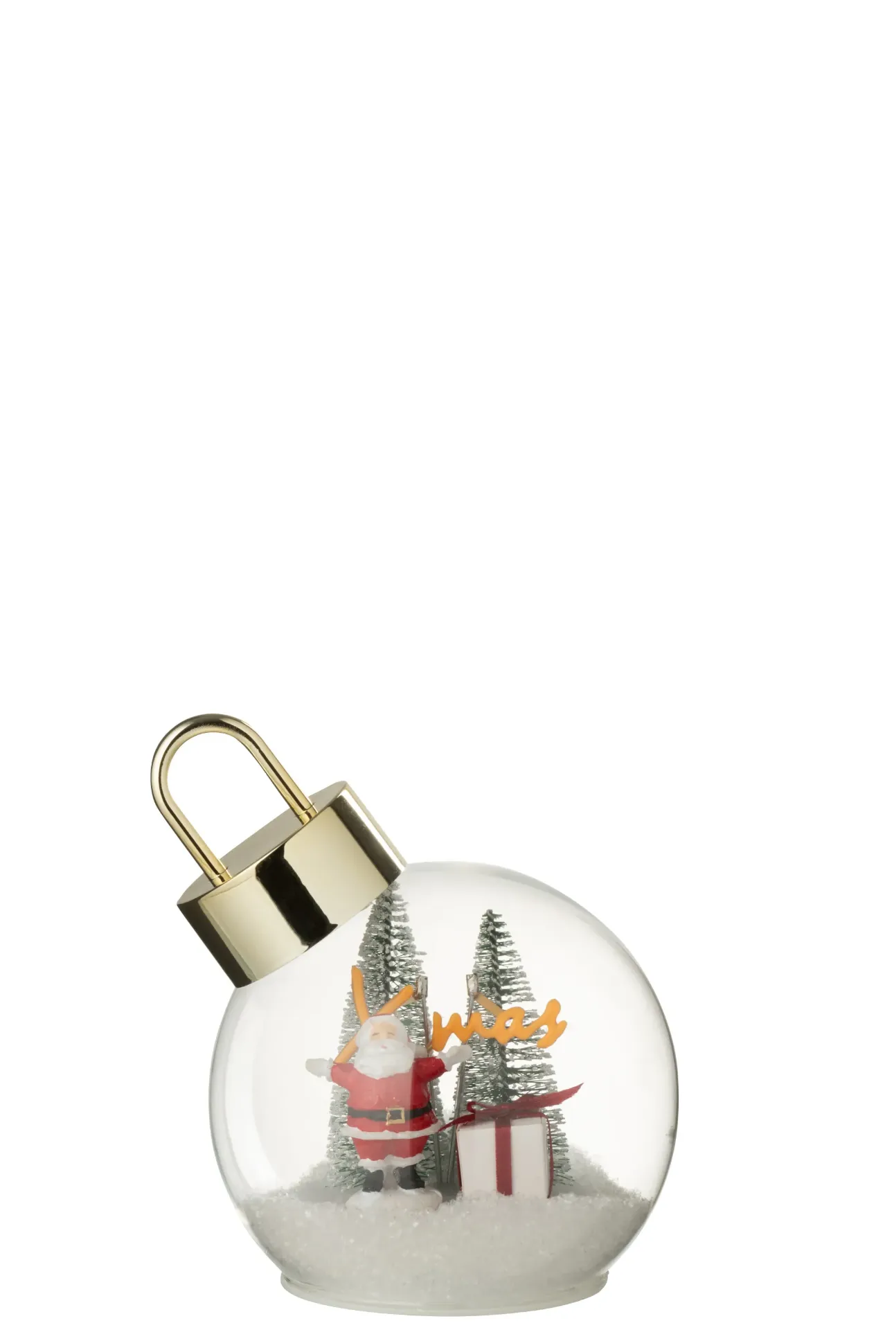 Boule De Noël Led Père Noël Verre Blanc/Rouge Small (59339) J-line