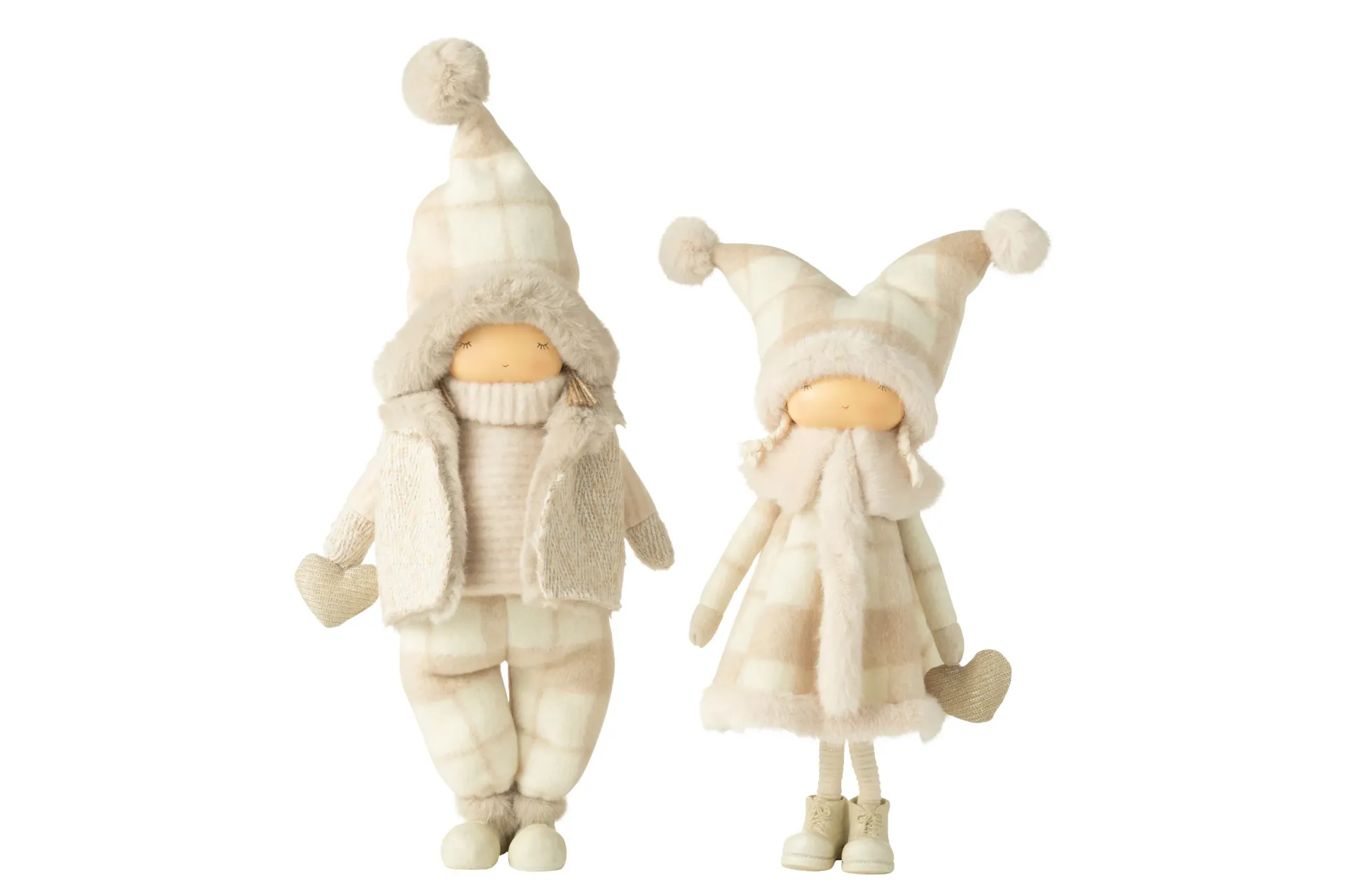 Garcon + Fille Hiver Coeur Resine Beige Large Assortiment De 2 (45093) J-line
