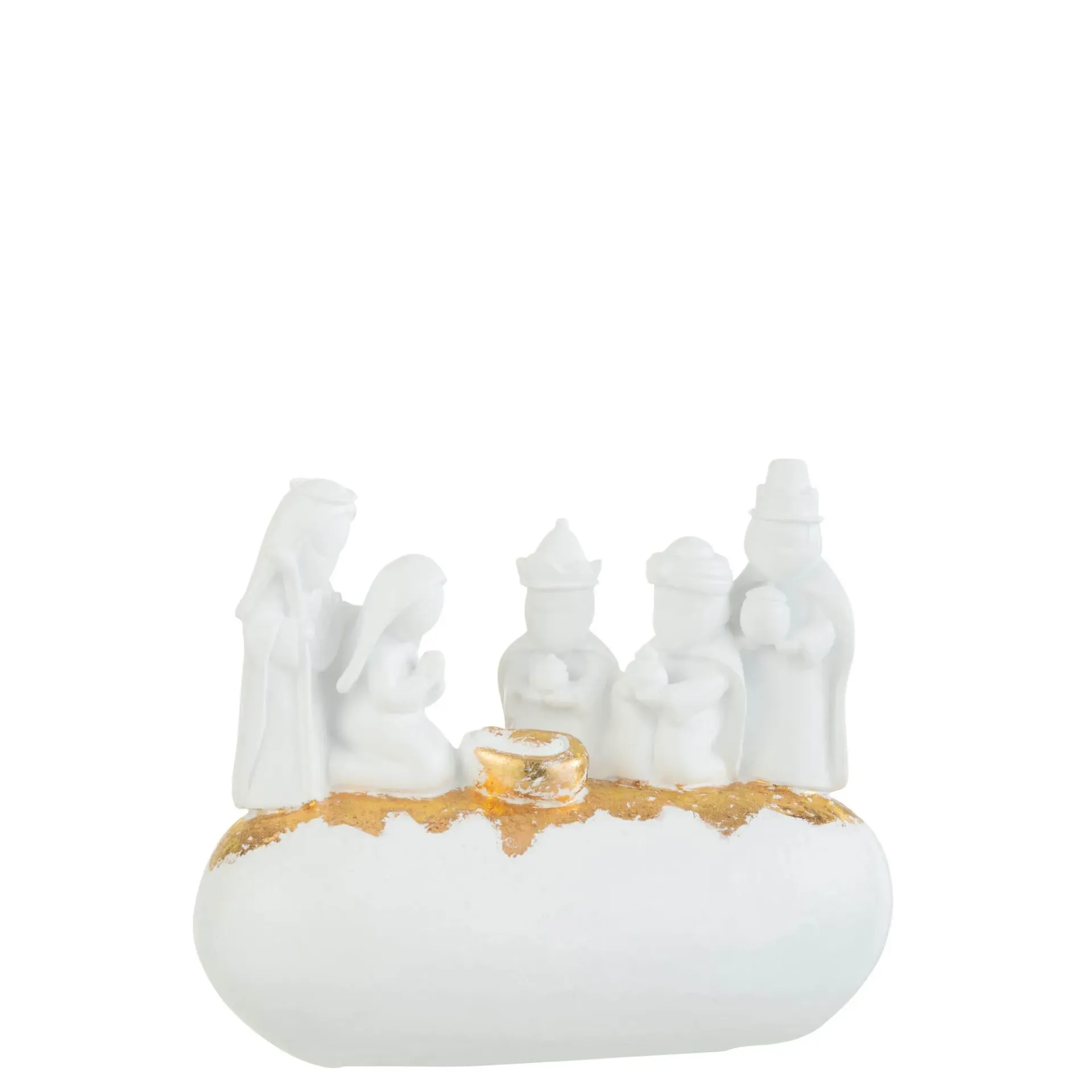 Creche 3 Rois Mages Sur Pierre Résine J-Line