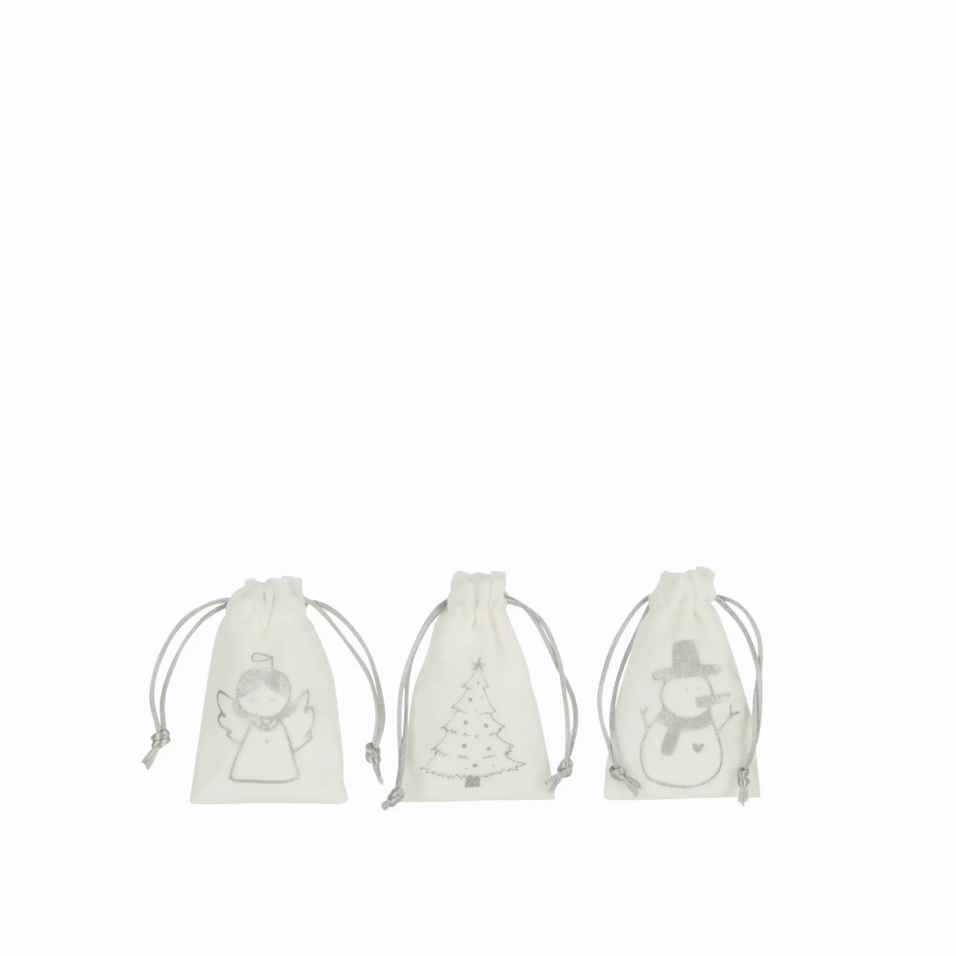 [27486] Sac Noël Velours Blanc/Argent J-Line
