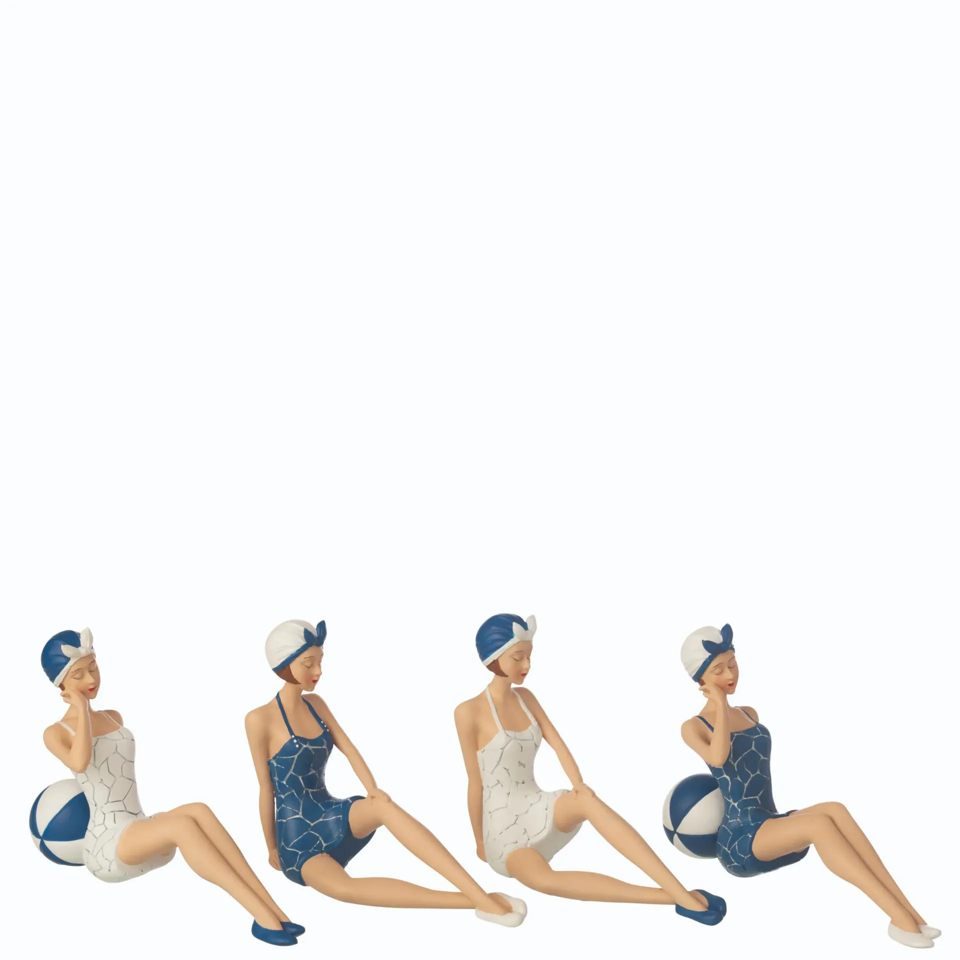 [60593-maillot blanc+ballon] Femme Assise En Maillot De Bain J-Line (1)