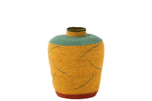[41817] Vase Large Lignes Jonc De Mer Jaune/Bleu J-Line