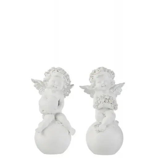 Ange Sur Boule Resine Blanc/Argent (L) J-Line