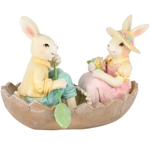[A250541] Couple lapins barque Dekoratief