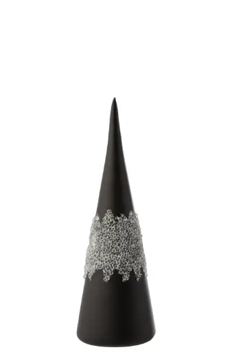 Cone Glace Diamant Lignes Verre Mat Noir Small (6514) J-Line