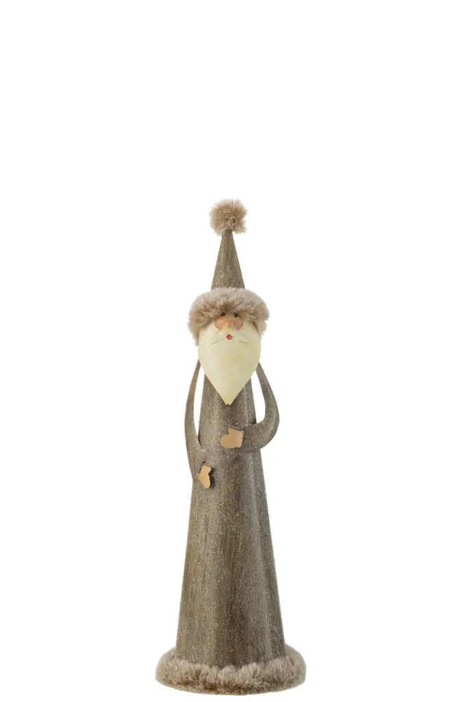 Père Noël Rond Fourrure Metal Gris Small (45659) J-Line