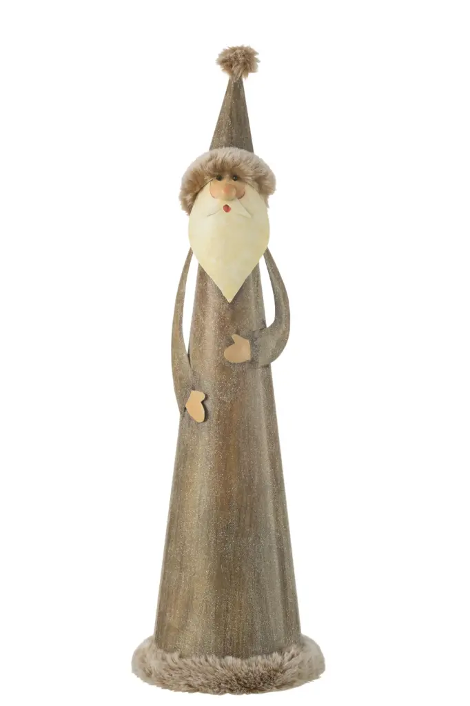 Père Noël Rond Fourrure Metal Gris Large (45660) J-line